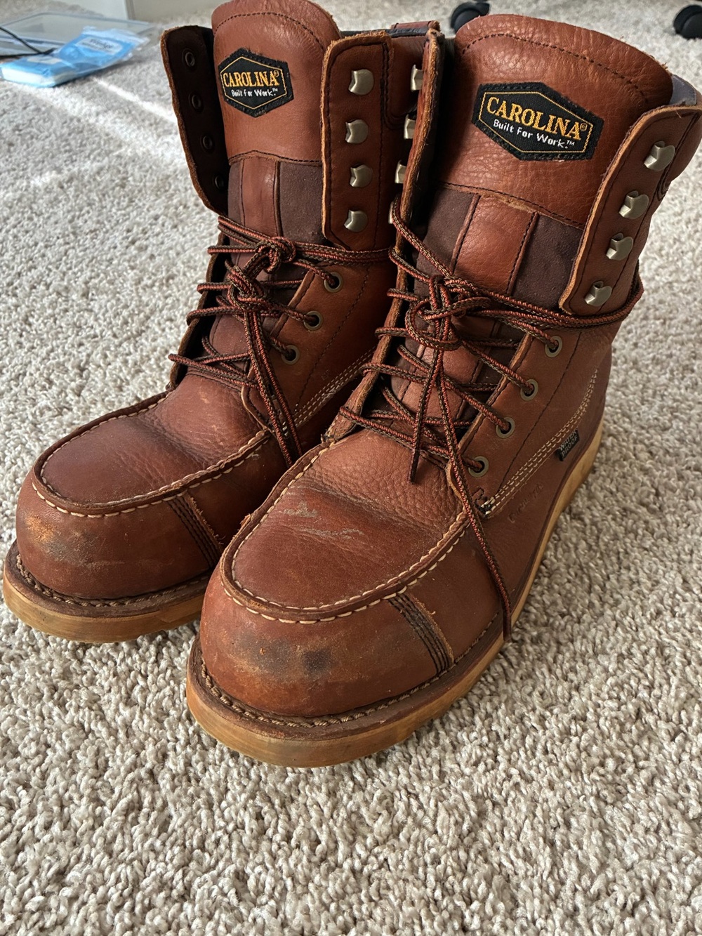 Carolina Men's Brown Leather Work Boots - Lace-Up Safety Boot